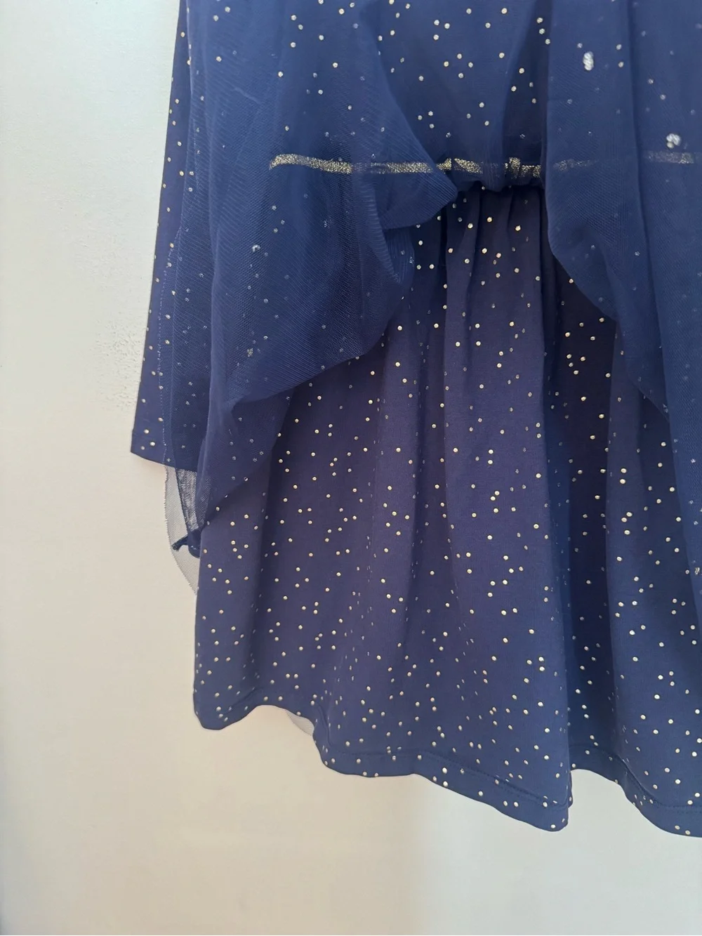 Hanna Andersson Shimmer Star Tulle Dress Girls Size 5 Navy Blue Gold Sparkle